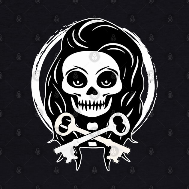 Locksmith Skull and Keys White Logo by Nuletto